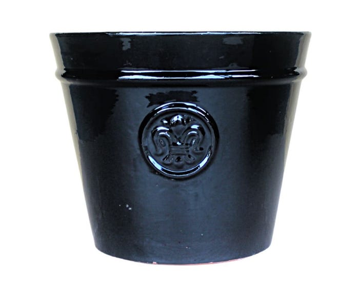 Fleur de Lis Planter， Glossy Black， Medium - GC0580GBM