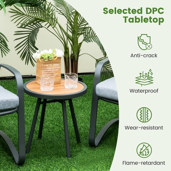 Costway 3pcs Patio Bistro Conversation Set DPC Tabletop Metal