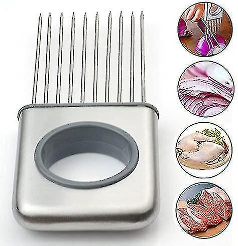 2023-onion Holder Vegetable Potato Cutter Slicer Gadget Stainless Steel Fork Slicing