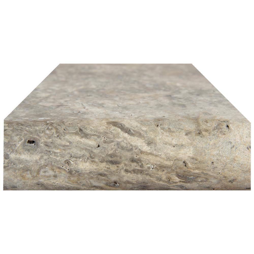 MSI Silver 2 in. x 12 in. x 24 in. Tumbled Travertine Pool Coping (40-Pieces80 sq. ft.Pallet) TSIL1224HUF