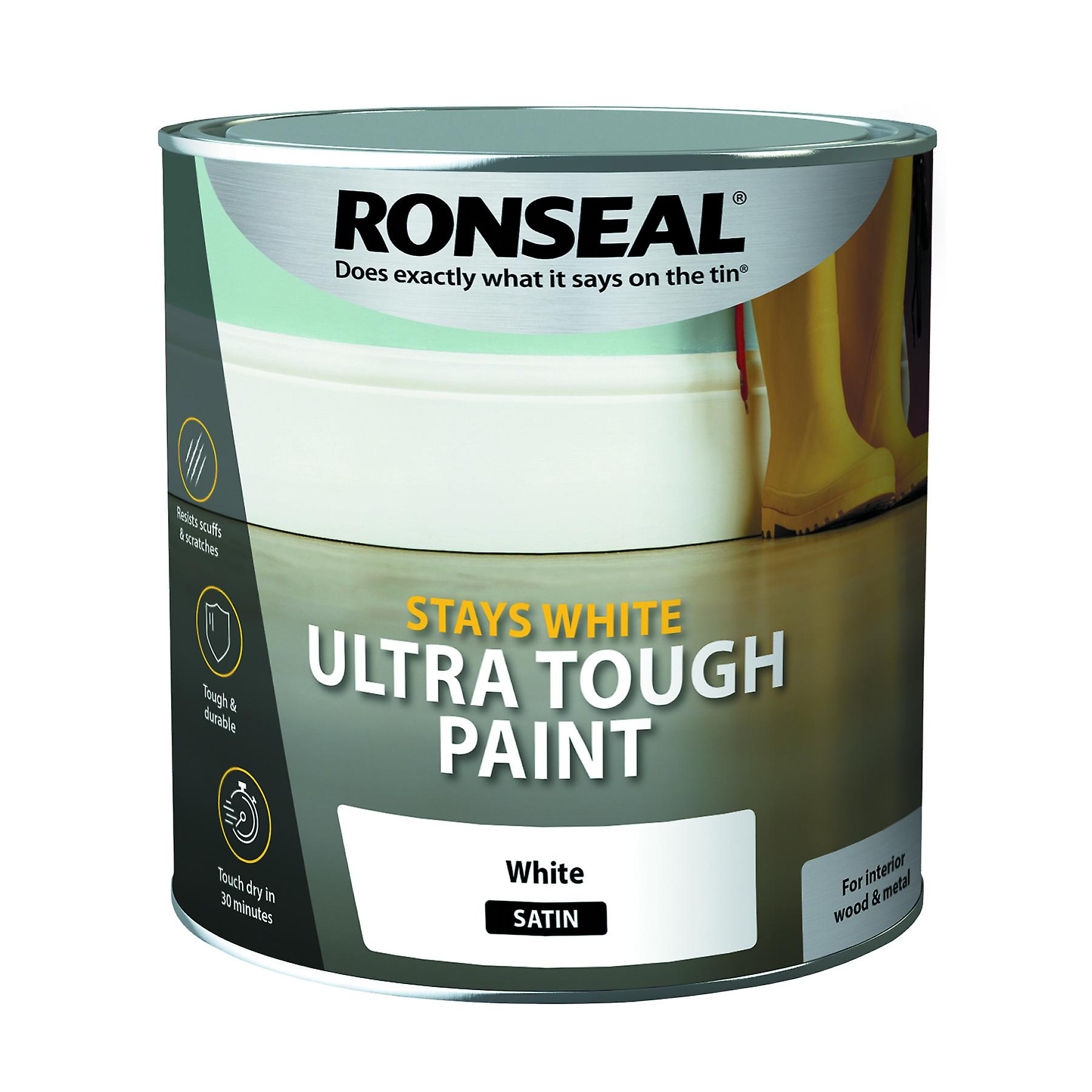 Ronseal Stays White Ultra Tough White Satin Wood Paint 2.5L