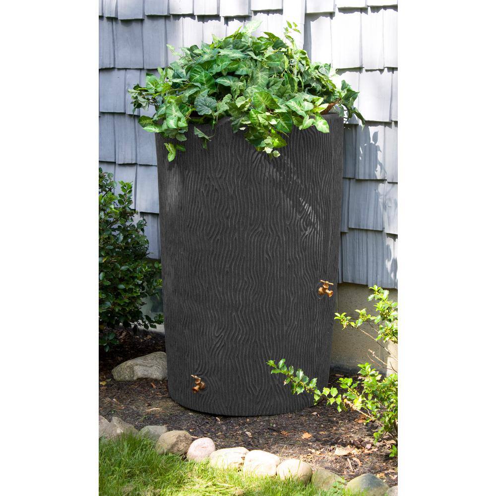 Good Ideas Impressions Bark 90 Gal. Black Dark Granite Rain Barrel IMP-C90-DAR