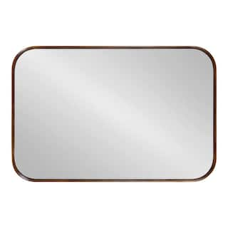 Kate and Laurel Nordlund 23.37 in. W x 35.00 in. H Rectangle Wood Walnut Brown Framed Modern Wall Mirror 222513