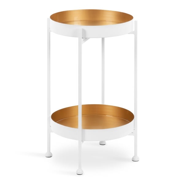 Kate and Laurel Nira Two-Tiered Metal Side Table - 15x15x24