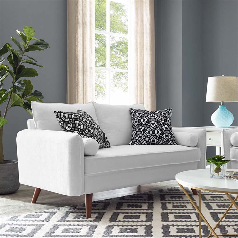 Maddie Home City Loft Contemporary Modern Fabric Sofa in White