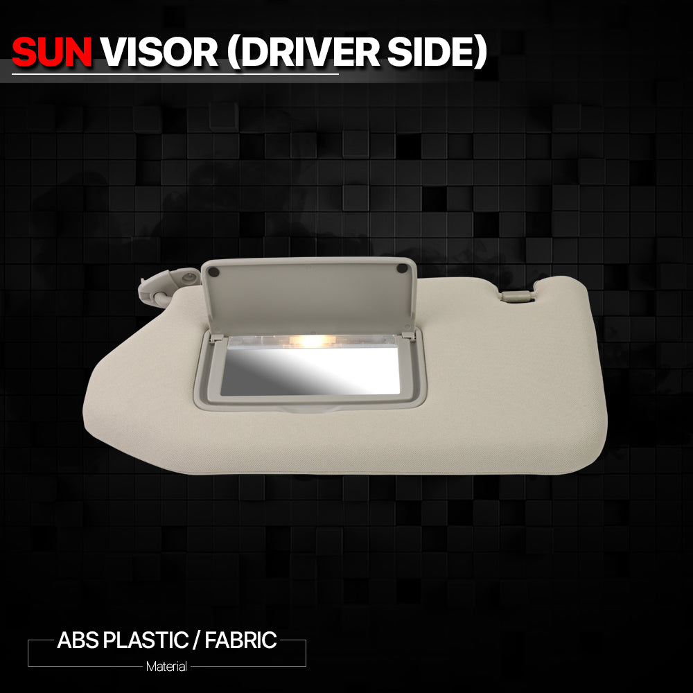 Grey Car Sun Visor Sunshade Left Driver Side w/Light+Mirror for 03-19 Pathfinder