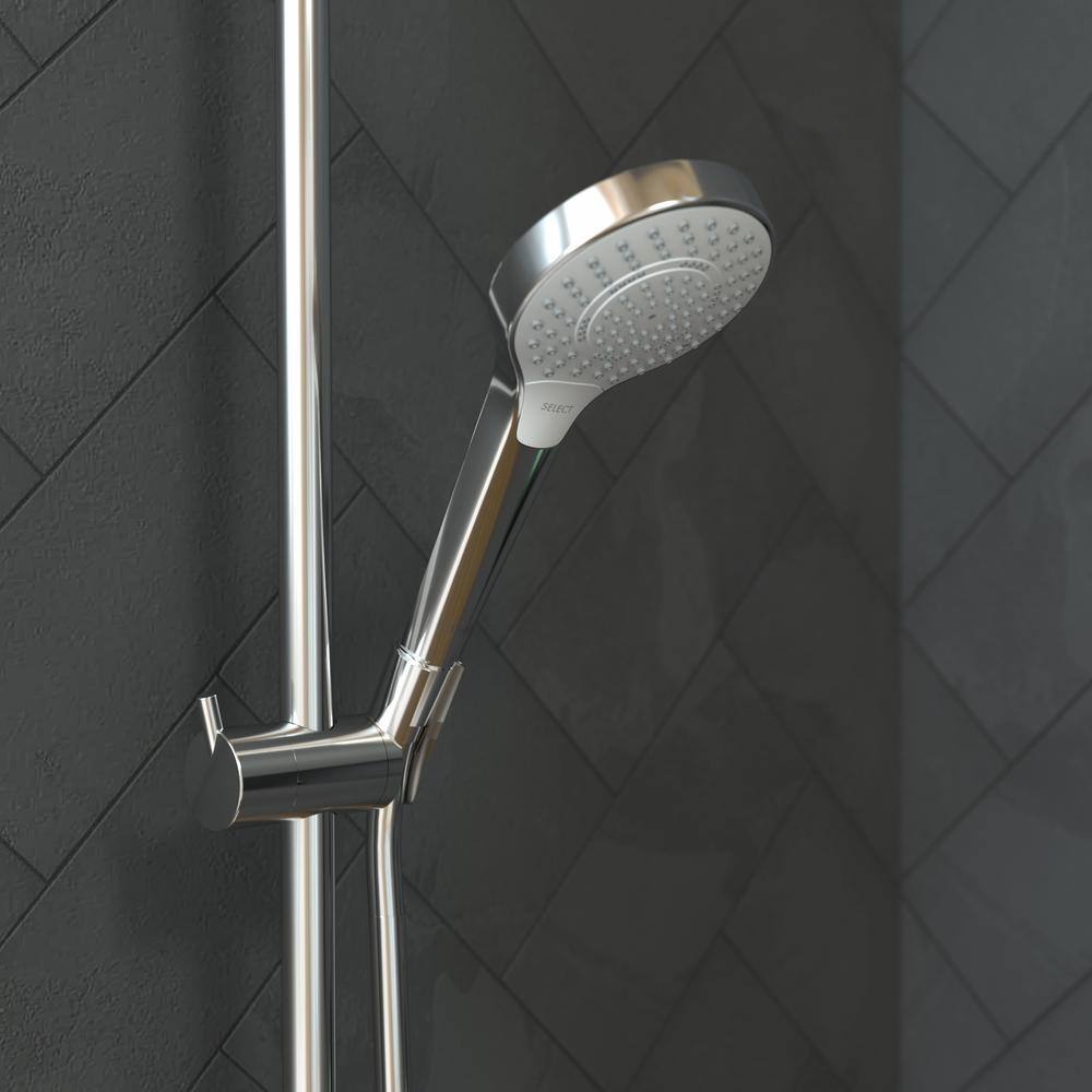 Hansgrohe 3-Spray Patterns with 4.3 in. Single Wall Mount Handheld Adjustable Shower Head in White and Chrome 04724400