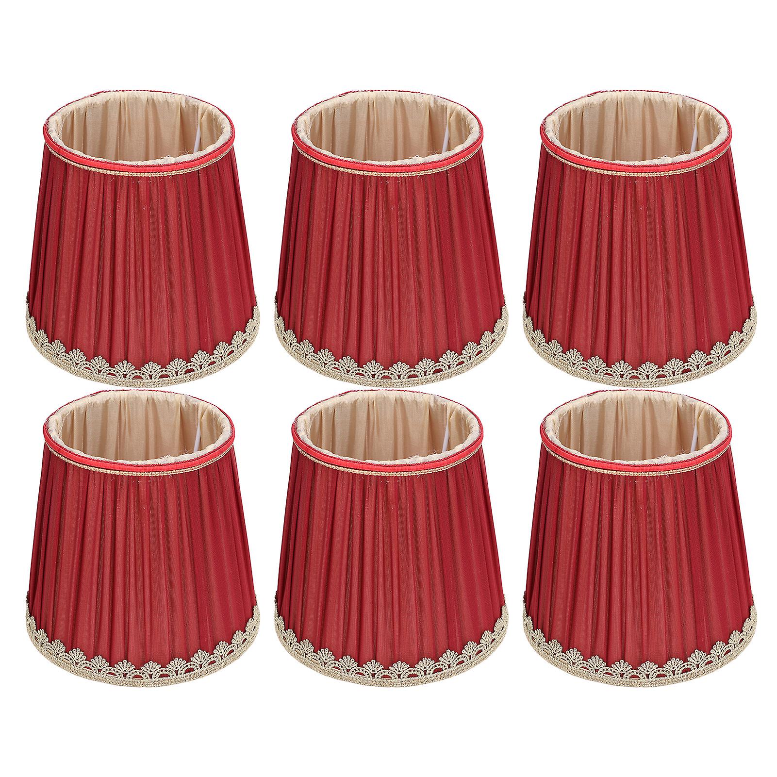 Small Lamp Shade Fabric Wine Red Golden Edge Lampshade For E14 Table Chandelier Wall Lamp