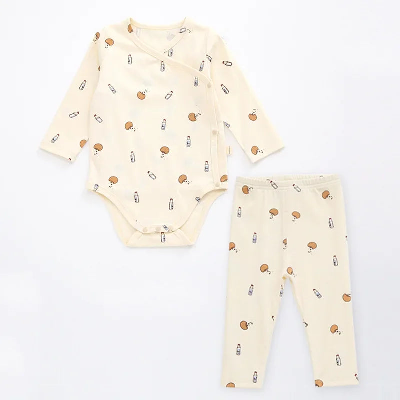 0-24M Newborn Kid Baby Boy Girl Clothes Autumn Winter Long Sleeve Bodysuit Romper Top and Pant suit Print Baby 2Pcs Clothing set