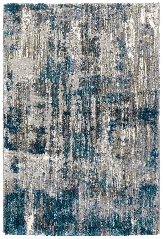 Aspen 5 x 8 Abstract Blue and Gray Shag Rug