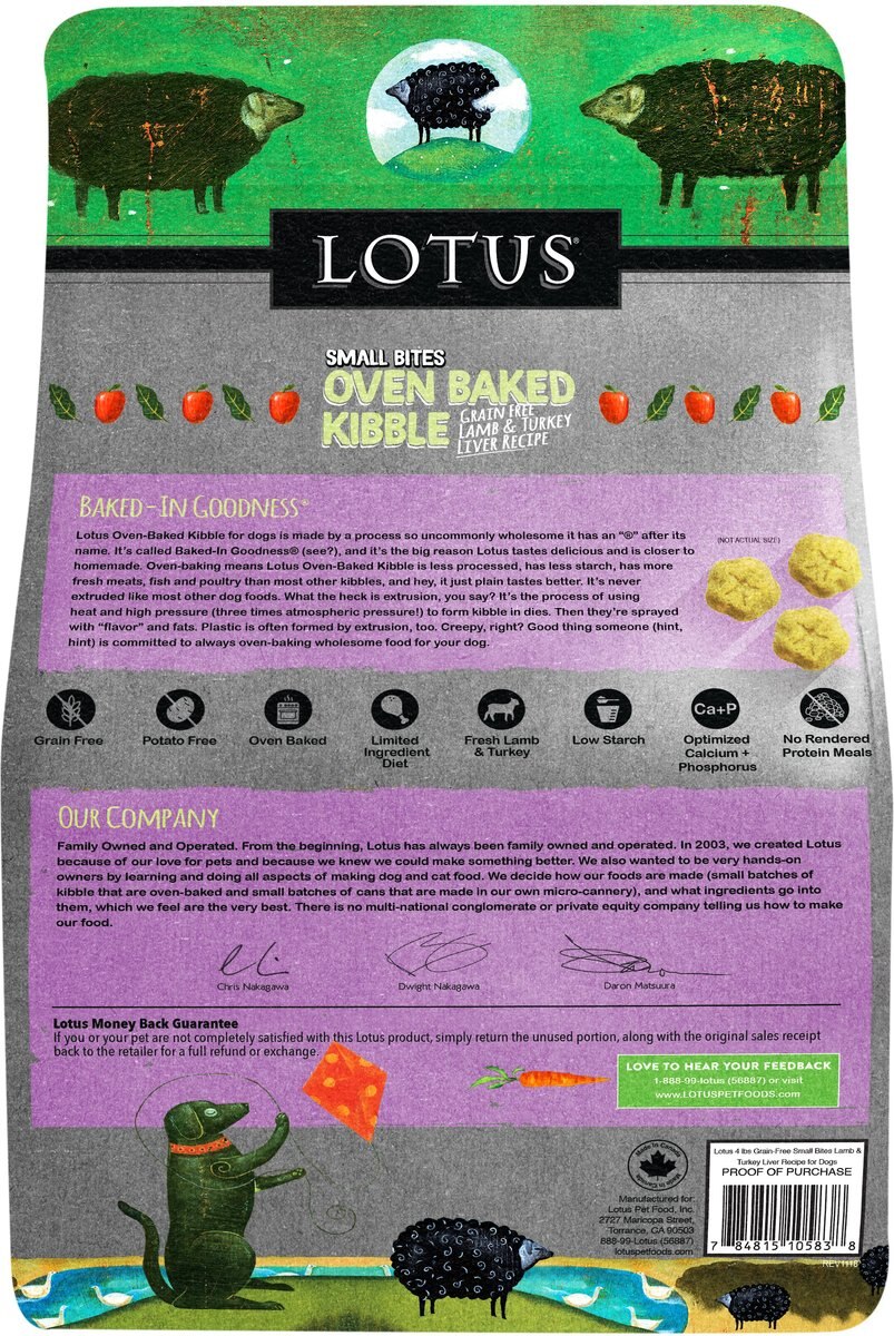 Lotus Oven-Baked Small Bites Grain-Free Lamb and Turkey Liver Dry Dog Food