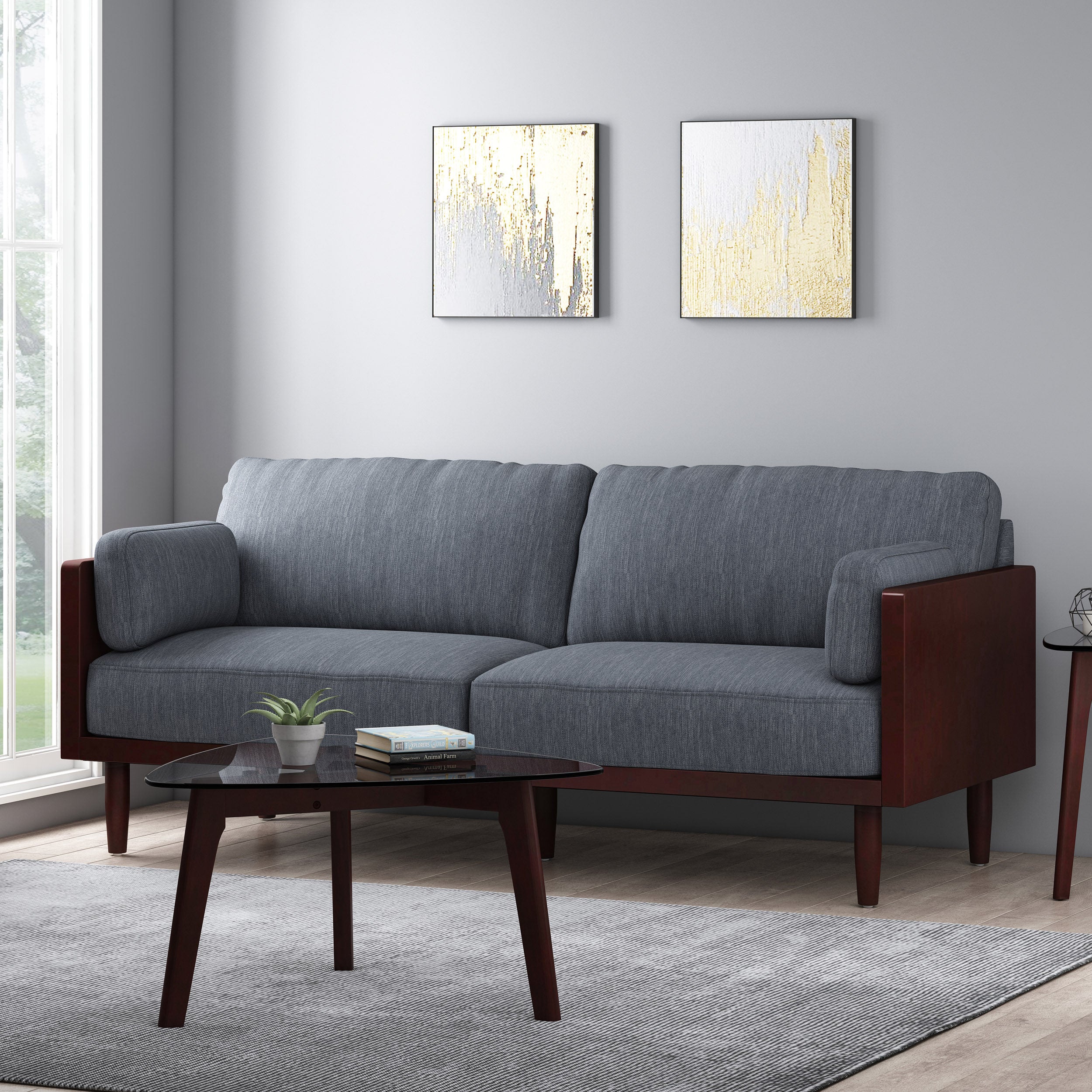 Bagan Mid-Century Modern Upholstered 3 Seater Sofa