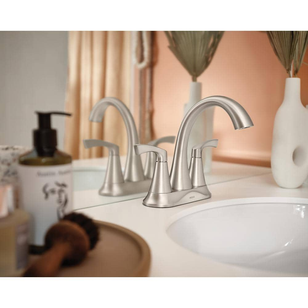 MOEN Korek 4 in Centerset 2Handle Bathroom Faucet in Spot Resist Brushed Nickel