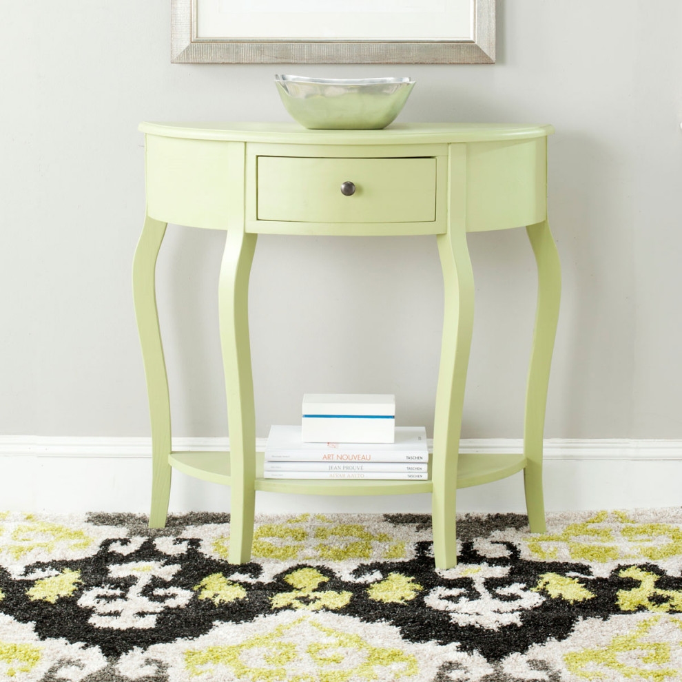 Anna Demilune Small Console Avocado Green   Traditional   Console Tables   by Peachtree Fine Furniture  Houzz