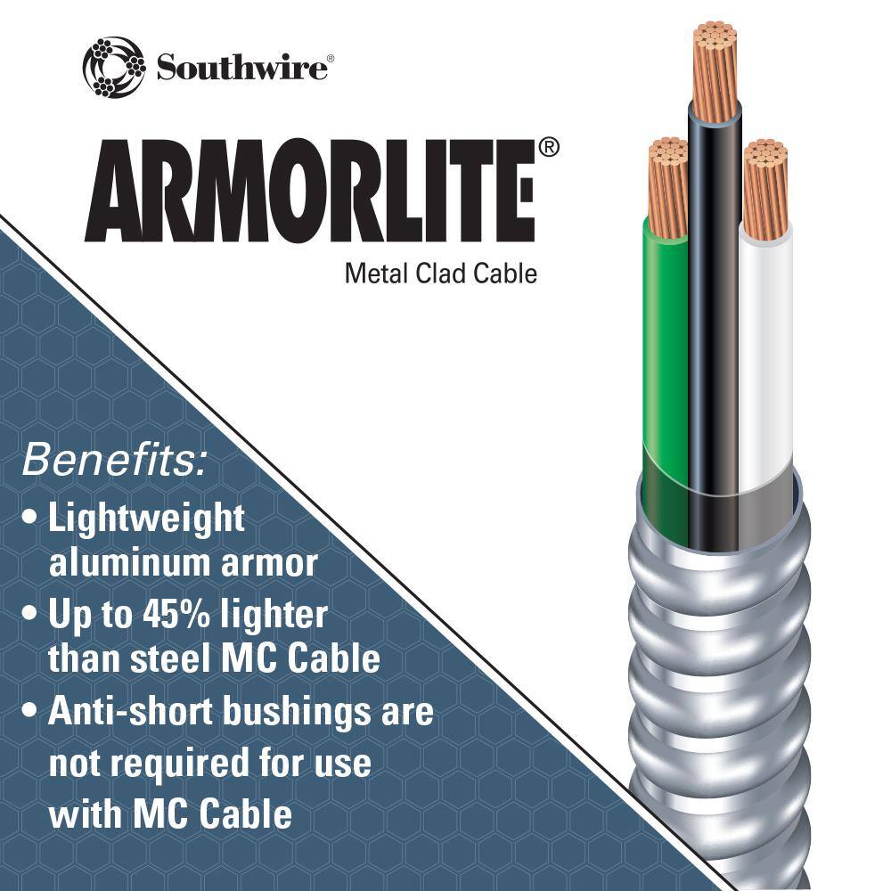 Southwire 102 x 125 ft. Stranded CU MC (Metal Clad) Armorlite Cable 69117005