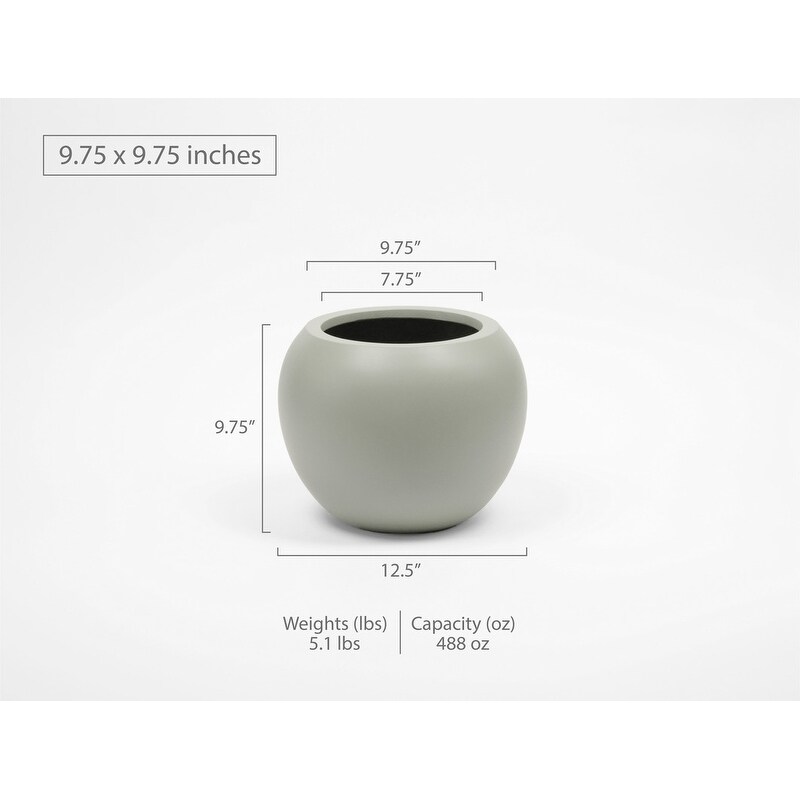 Indoor/Outdoor 1 piece Large Minimalist Fiberstone Lightweight Round Curve Balloon Ball Tapered Decor Planter Pot   16  10 in