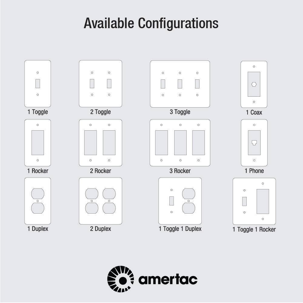 AMERELLE Charleston 2 Gang 1-Toggle and 1-Rocker Composite Wall Plate - White 39TRW