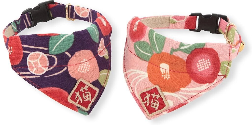 Necoichi Kimono Bandana Cotton Breakaway Cat Collar with Bell