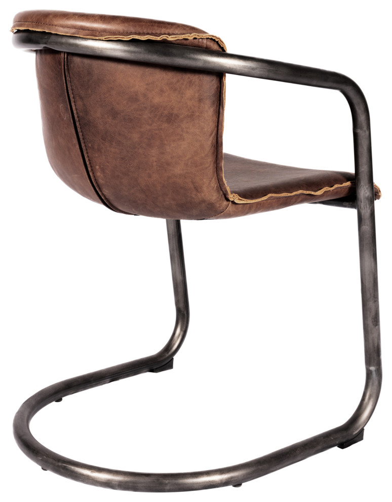 Benedict Dining Chair Grazed Brown Leather  Set of 2   Industrial   Dining Chairs   by Moe  x27s Home Collection  Houzz