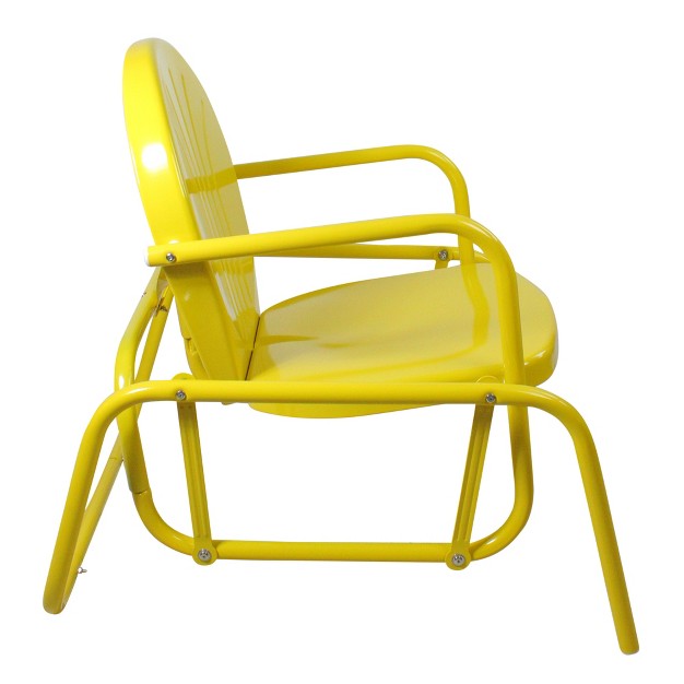 Northlight Outdoor Retro Metal Tulip Glider Patio Chair Yellow