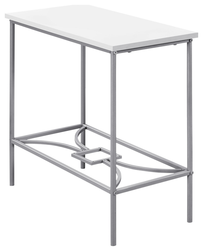 HomeRoots 11.75 quotx 23.75 quotx 22 quotWhite Silver Mdf Metal Accent Table   Contemporary   Side Tables And End Tables   by UStradeENT LLC  Houzz