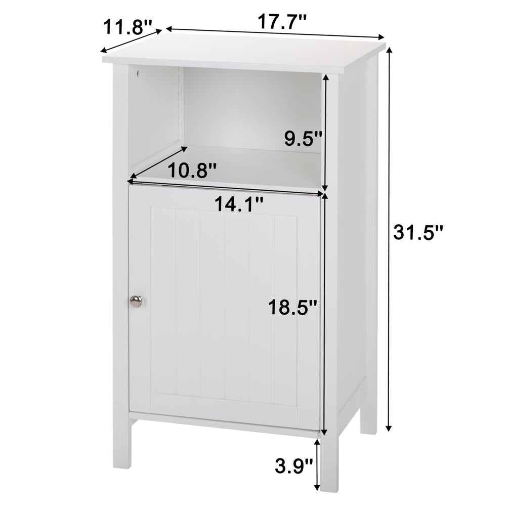 Ktaxon Wooden Bathroom Floor Cabinet, Freestanding Storage Cabinet with Cupboard and Open Shelf for Home, White