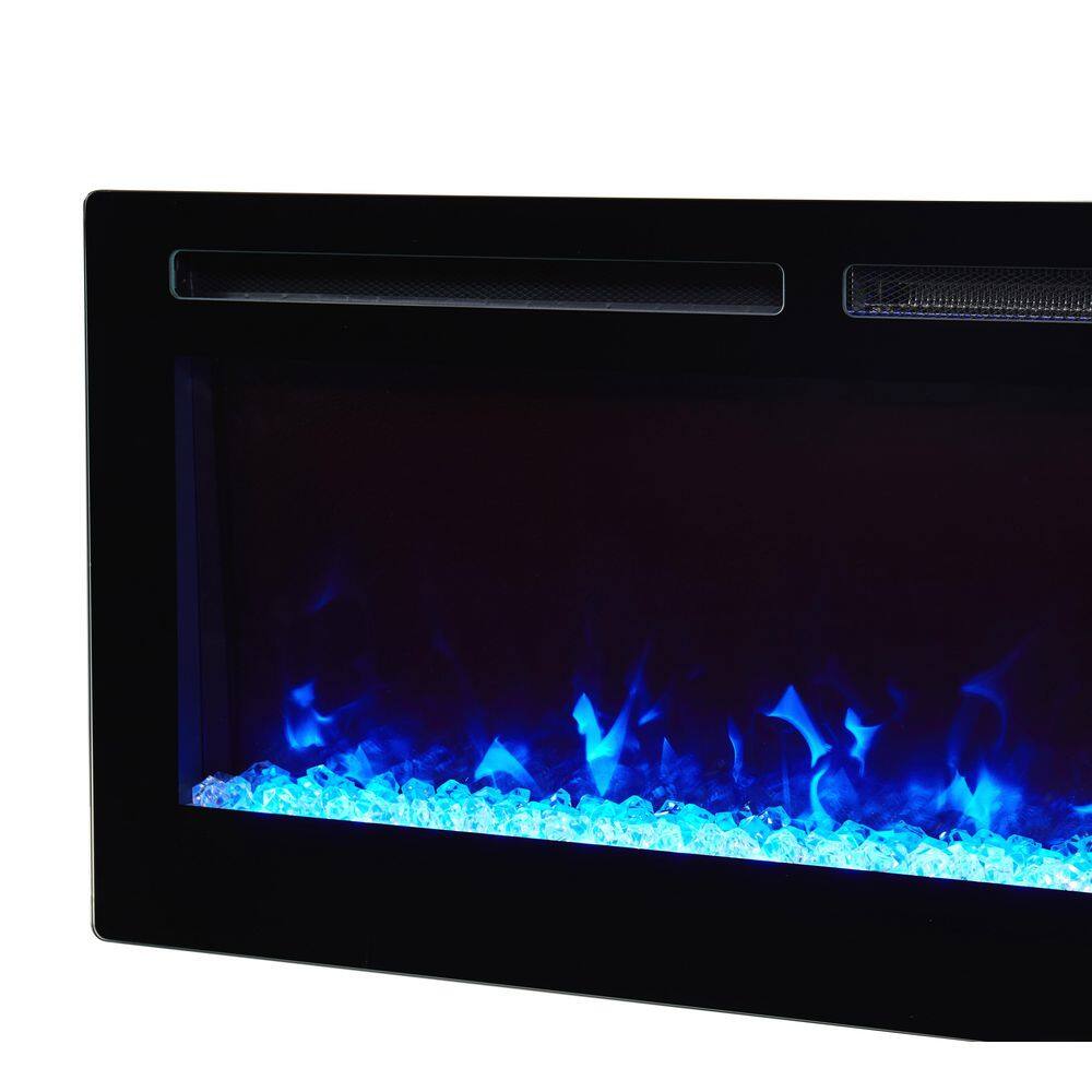 CASAINC 72 in. Wall Mount and Recessed Electric Fireplace in Black with Remote CA-WMX-RFP-72