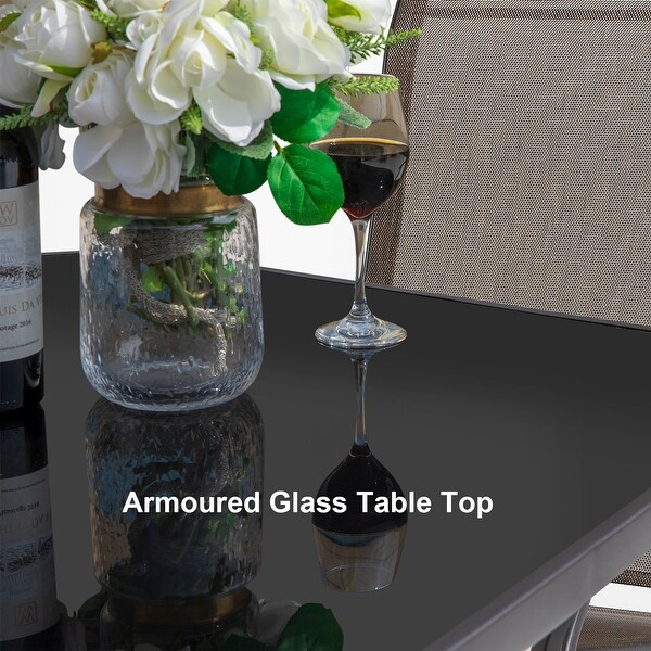 Outdoor 32 Inch Square Bar Table with Silk Screen Glass Tabletop