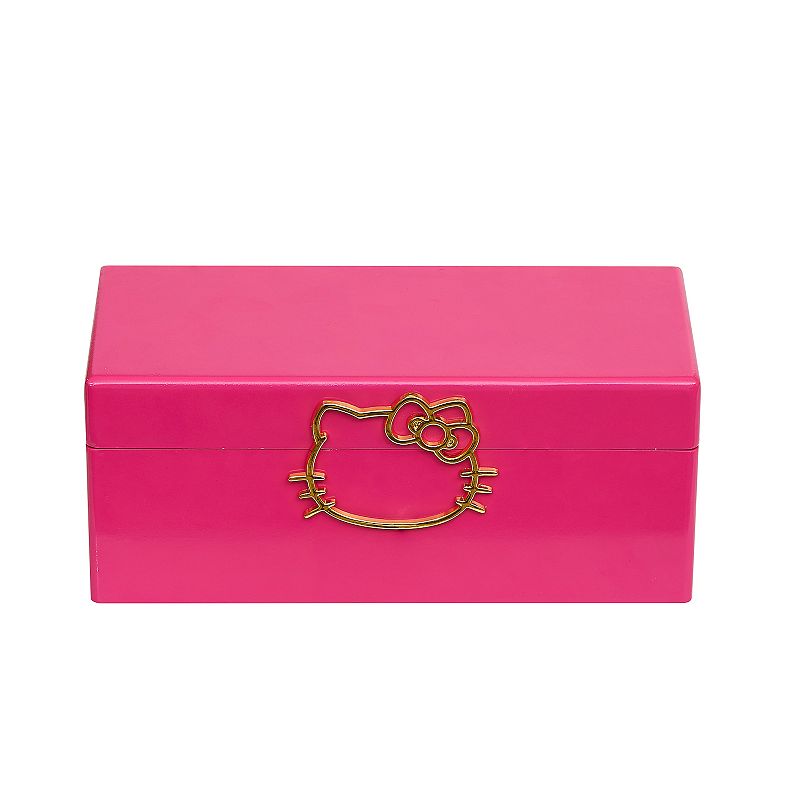 Sanrio Hello Kitty Pink Lacquer Wooden Jewelry Box with Tray