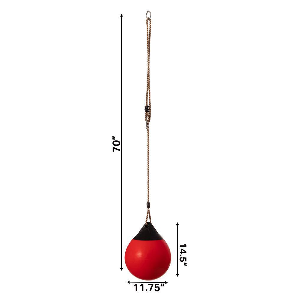 PLAYBERG Red Playground Hanging Adjustable Ball Swing Inflatable Heavy-Duty Rubber Round Specialty Swing Ball Pump Included QI004559.RD