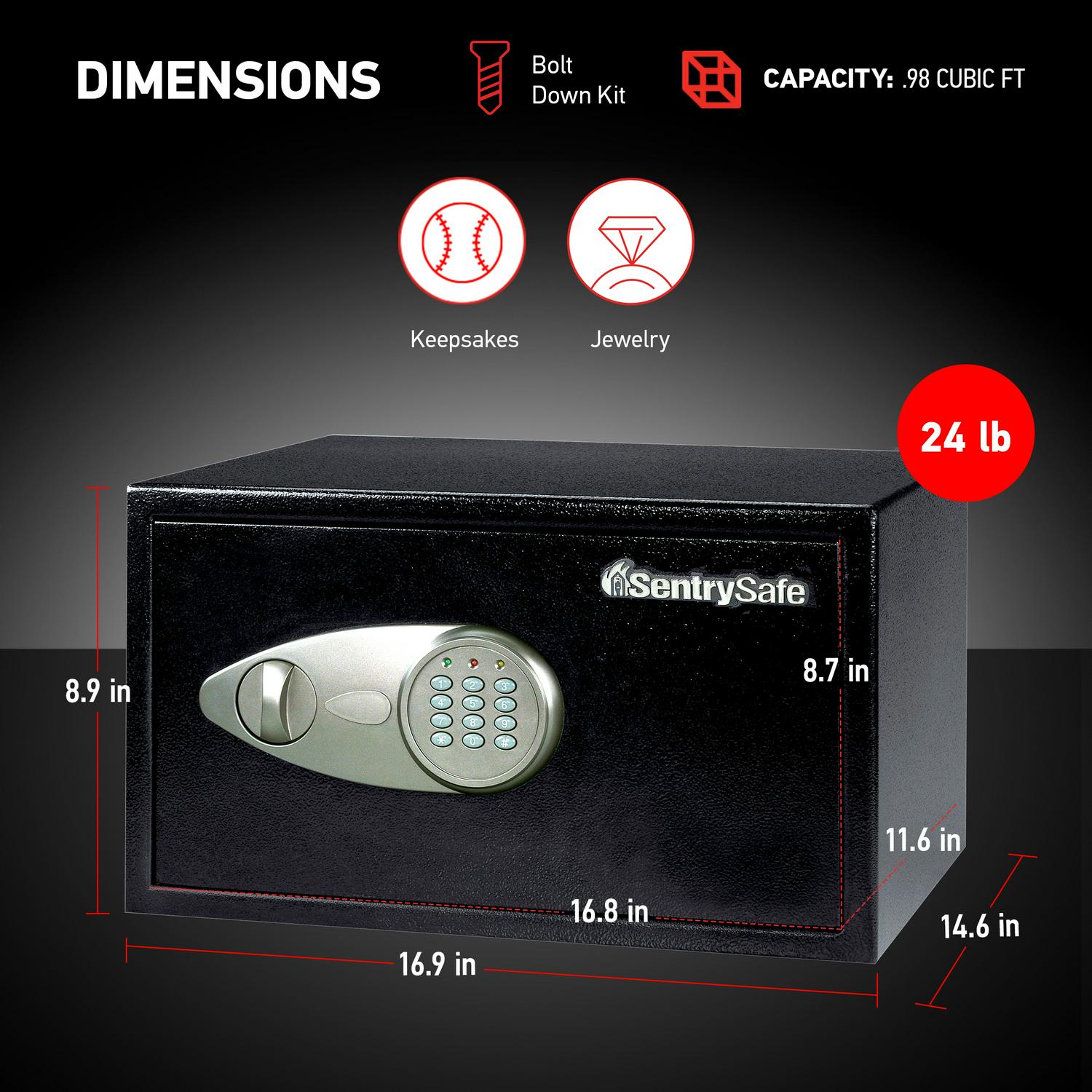 SentrySafe X105 Security Safe with Digital Keypad Lock， 1.0 cu. ft.