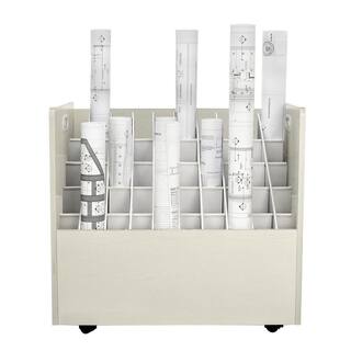 AdirOffice 50-Compartment White Mobile Wood Roll File Storage Organizer (2-Pack) 626-WHI-2PK