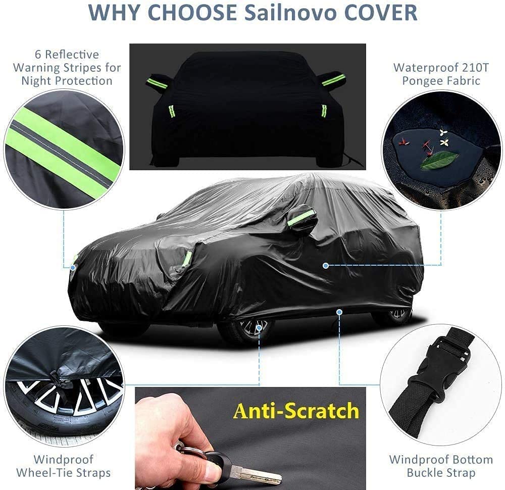 Car Cover Waterproof All Weather Waterproof Car Cover UV Protection Windproof Outdoor Full car Cover， Universal Fit for SUV