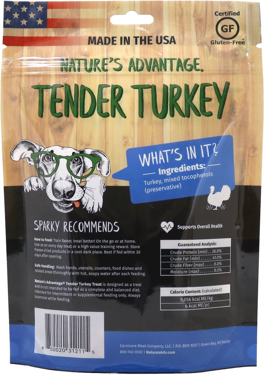 Nature's Advantage Grain-Free Tender Turkey Freeze-Dried Dog Treats， 5-oz bag