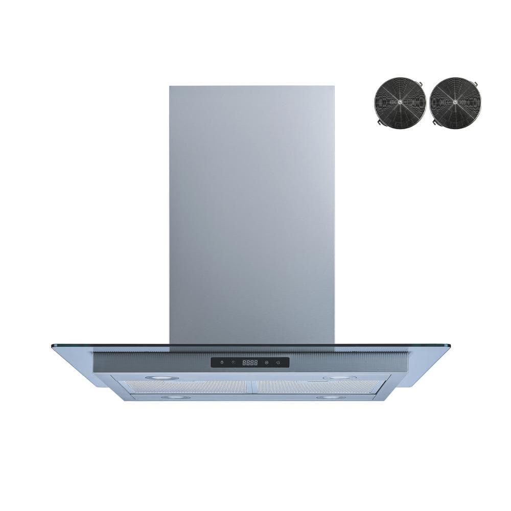 Winflo 30 in 475 CFM Convertible Island Range Hood in Stainless Steel with Mesh and Charcoal Filters and Touch Control