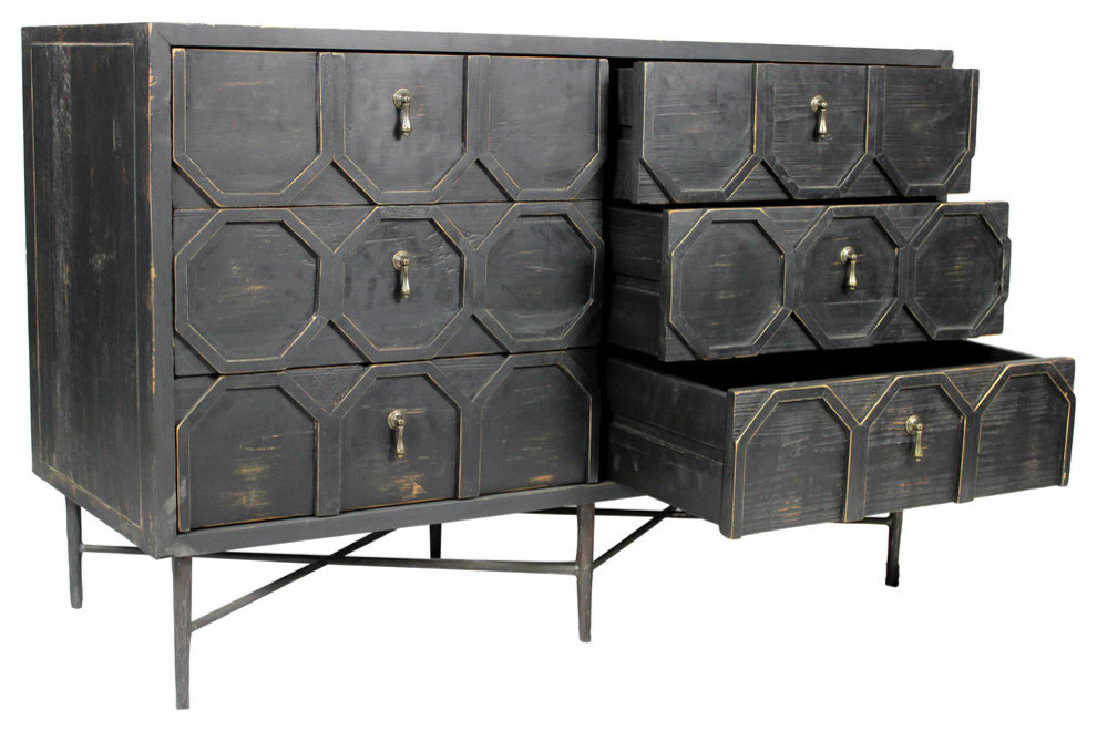 Aliso Samara 6 Drawer Chest  Recycled Pine On Iron Base   Industrial   Accent Chests And Cabinets   by Moti  Houzz