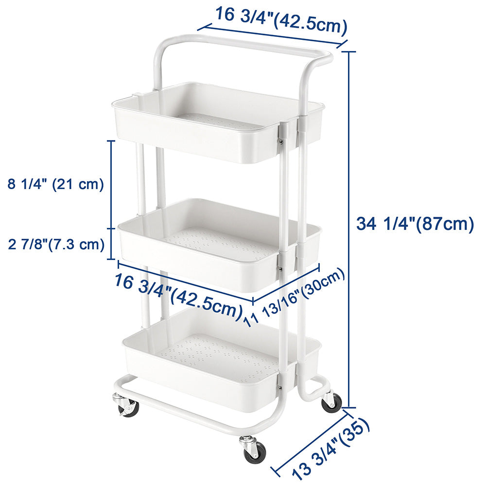 Yescom Rolling Craft Storage Cart on Wheels 3 Tiers