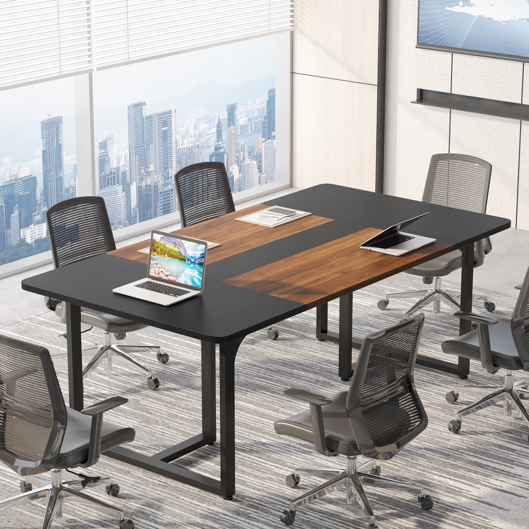 70.86'' Conference Table, 6FT Rectangle Meeting Table for 8 People