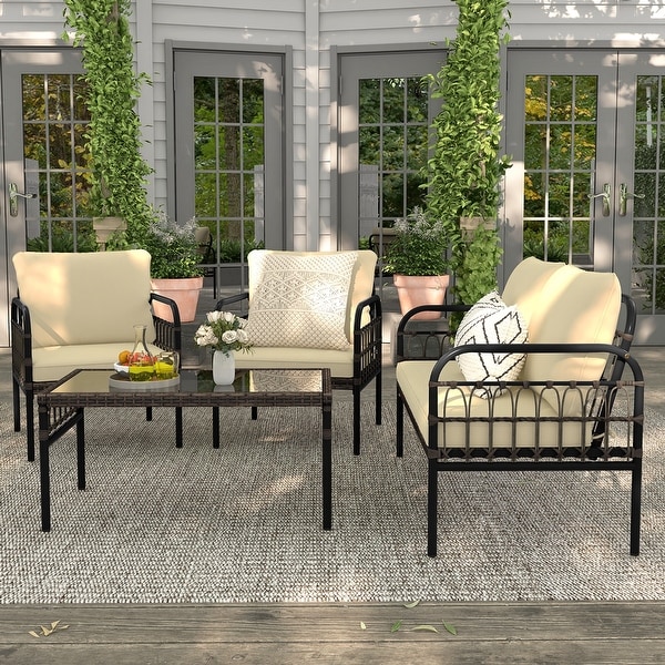 4/8 PCS Patio Furniture Set Outdoor Conversation Bistro Set