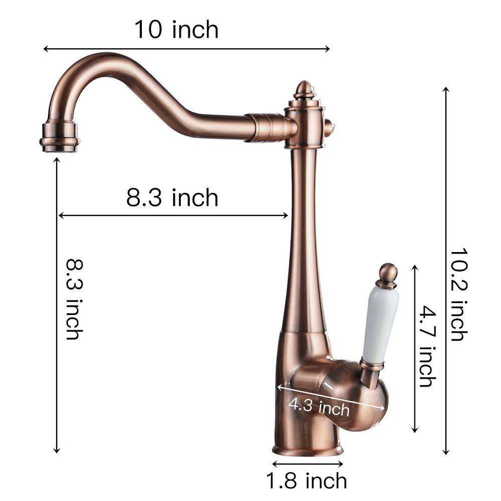 BWE Traditional Single-Handle Standard Kitchen Faucet in Antique Copper A-94066-Copper