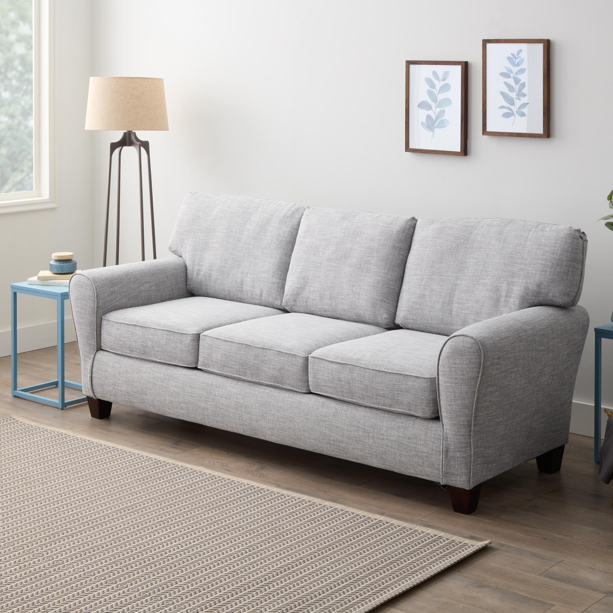 Mayview Marion Rolled Arm Fabric Sofa, Light Gray