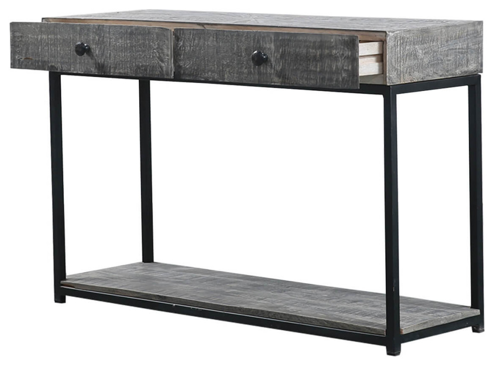 Geraldton Rustic Solid Wood 2 Drawers Industrial Console Table   Industrial   Console Tables   by Sierra Living Concepts Inc  Houzz