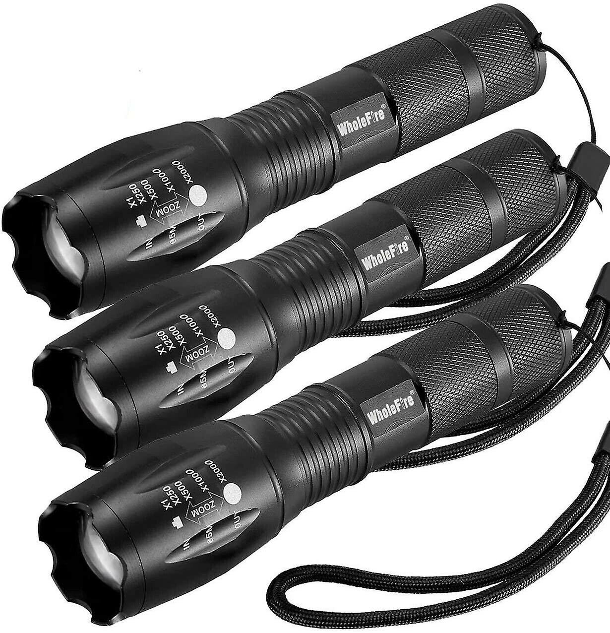 3pcs Police 2000lumens T6 Led Flashlight Mini Zoom Torch For Camping