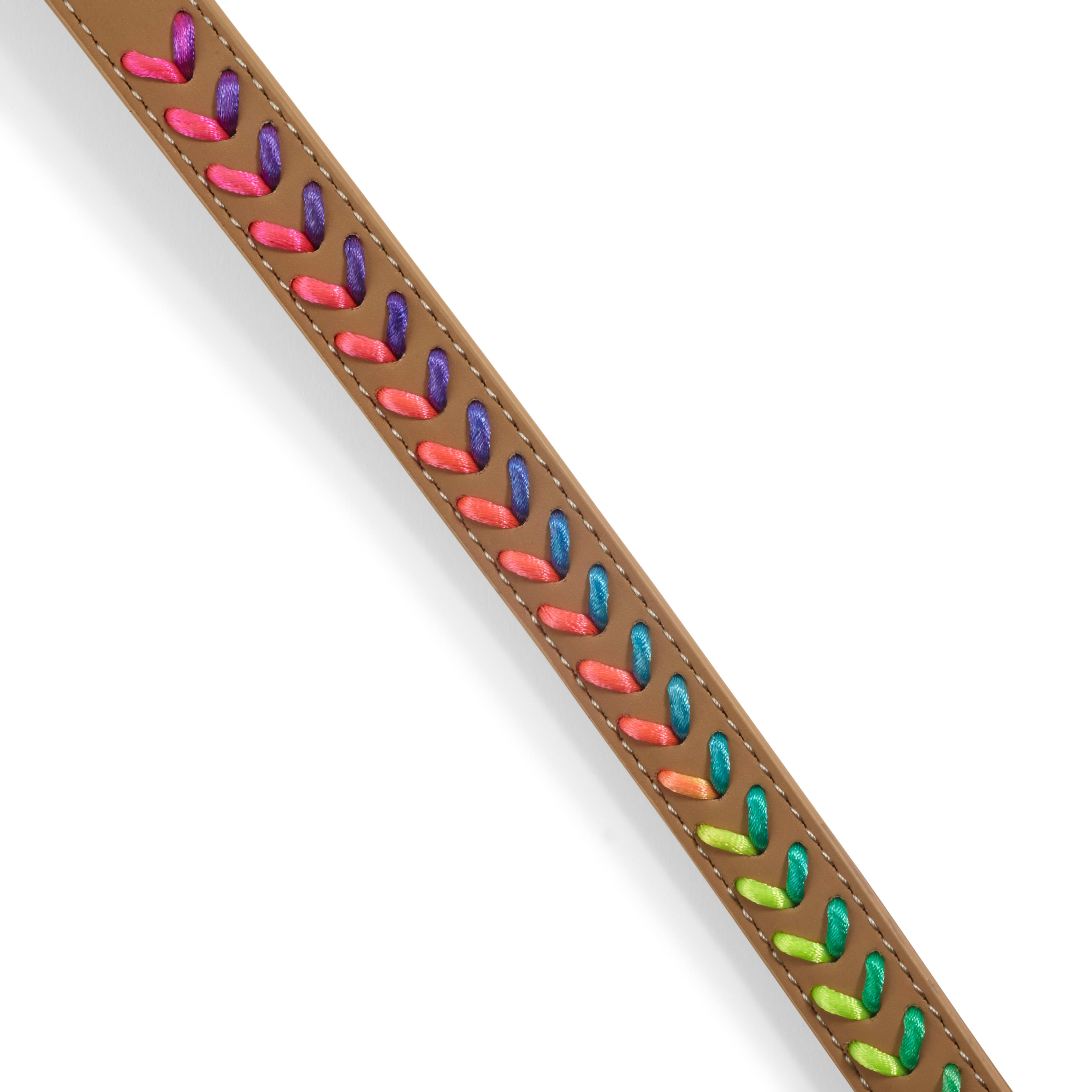 YOULY The Extrovert Tan  Rainbow Braided Dog Collar， Small