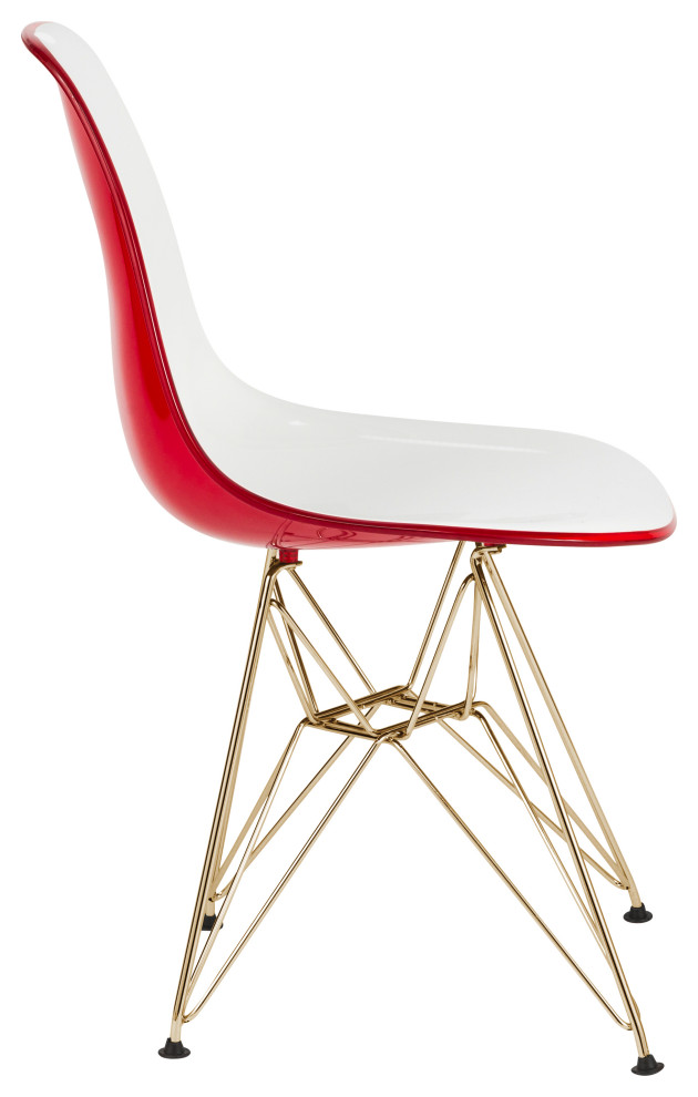 Cresco Molded 2 Tone Eiffel Side Chair  Gold Base  Set of 4  White Red  CR19WRG4   Midcentury   Dining Chairs   by GwG Outlet  Houzz