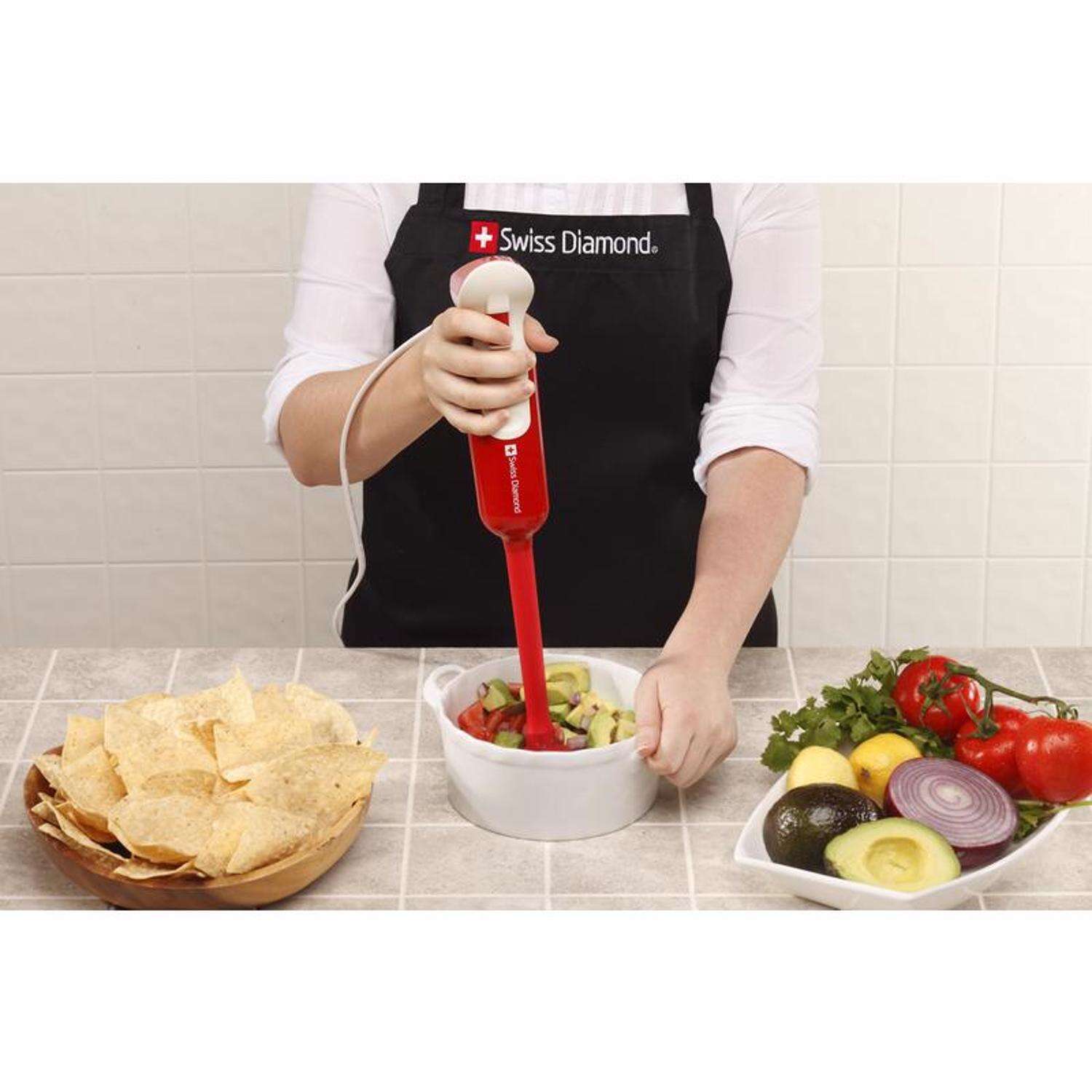 Swiss Diamond Red Plastic Immersion Blender/Chopper 0 oz 2 speed