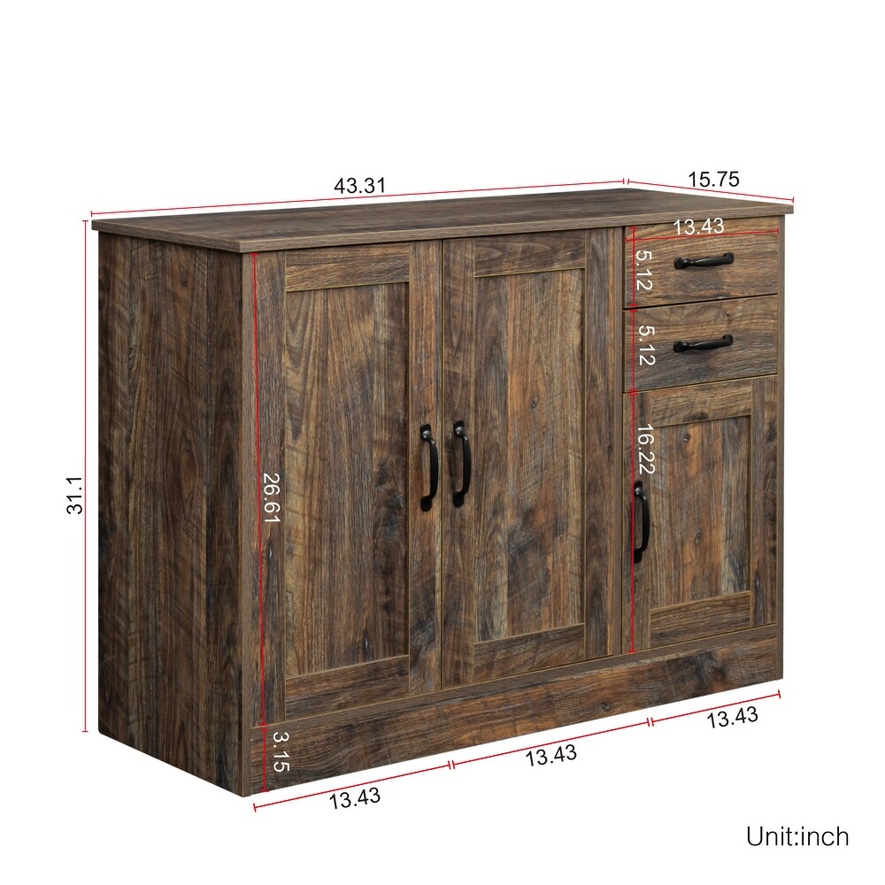 Clihome 43in. Wood Entryway Serving Storage Cabinet Buffet Sideboard