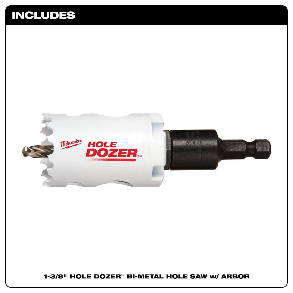 MW 1-38 in. HOLE DOZER Bi-Metal Hole Saw with 38 in. Arbor and Pilot Bit 49-56-9671