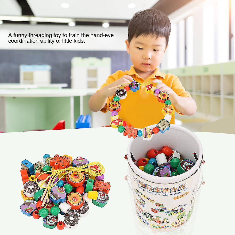 Colorful Wooden Beads Stringing Threading Educational Toy Children Kids Preschool Gift