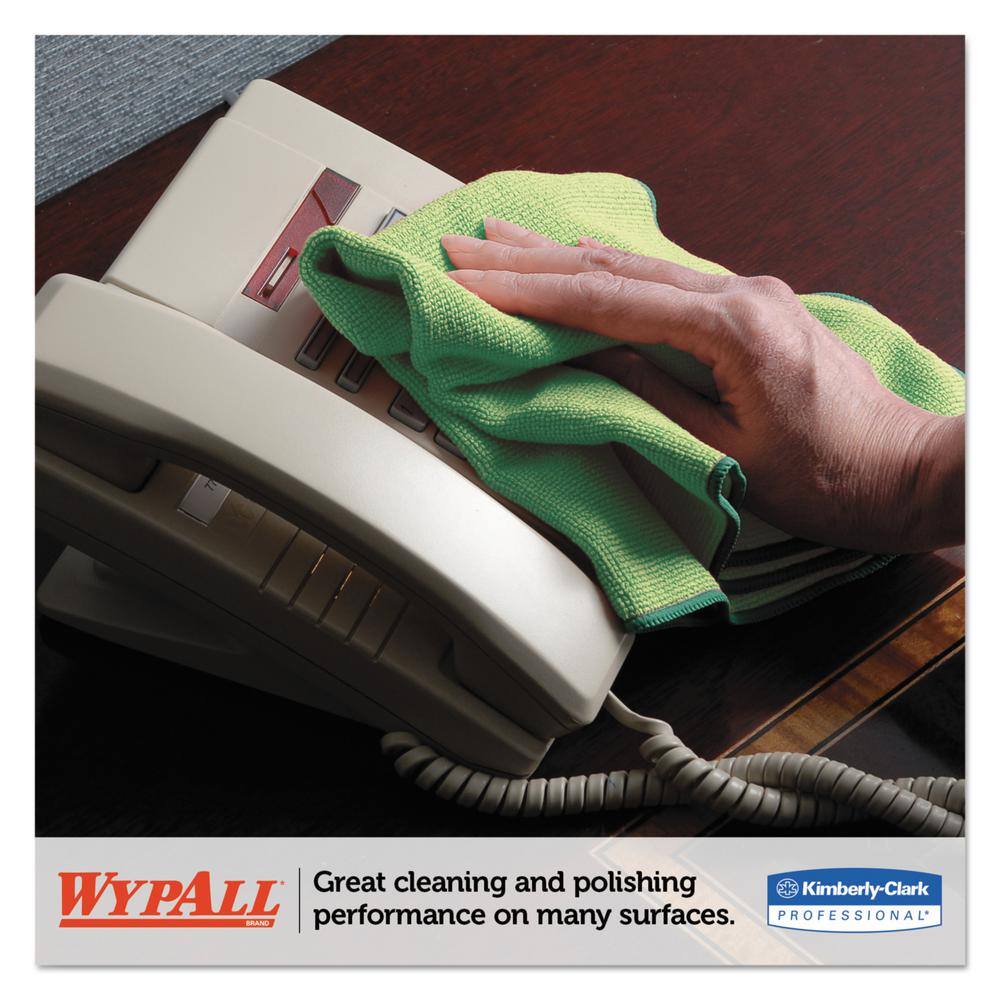 WYPALL 15 34 x 15 34 Microfiber Cloths Reusable Green (24 Per Carton) KCC83630CT